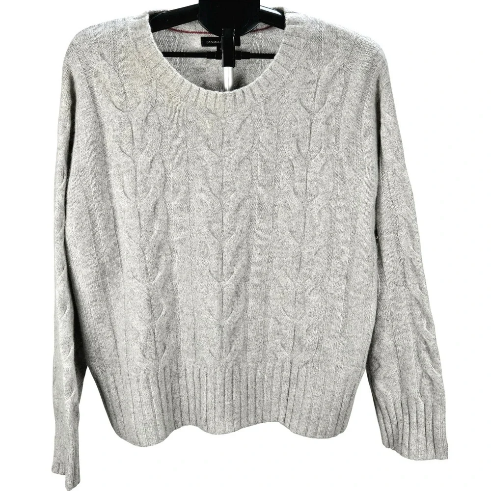 Men's Banana Republic XL 100% Extra Fine Merino Wool Cable Knit Sweater Heritage